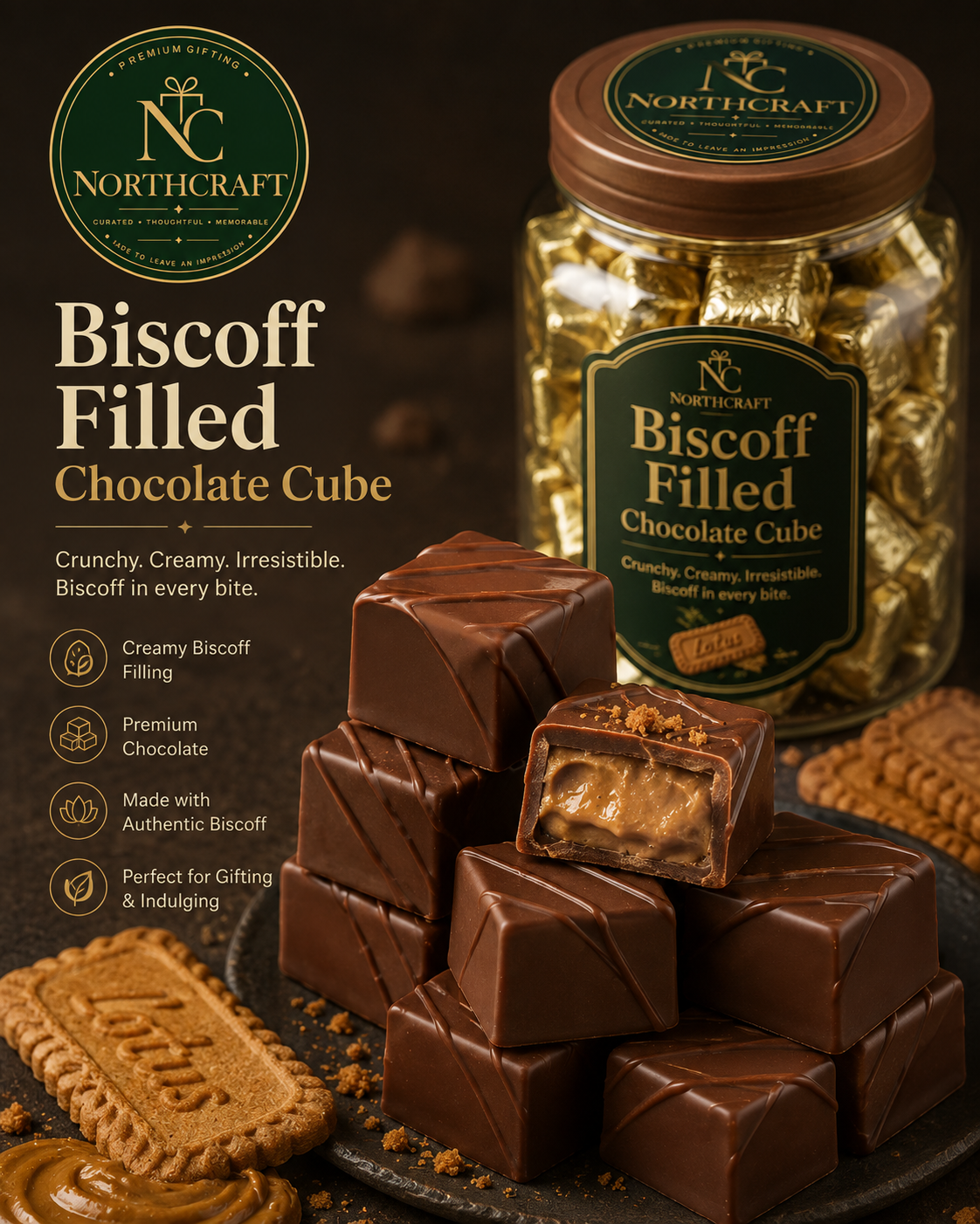 Biscoff Filled Chocolate Cube